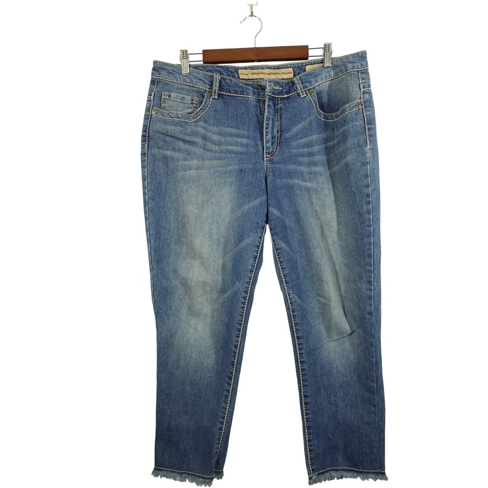 Nine West Vintage America Jeans Womens 14 Blue Medium Wash Cropped Denim Pants